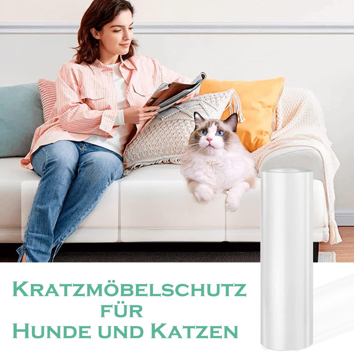 Thumbnail 6 de VCANIVR Kratzfolie Katzen selbstklebend, transparent (30 cm x 3 m) zum Kürzen für Sofa, Möbel & Türen