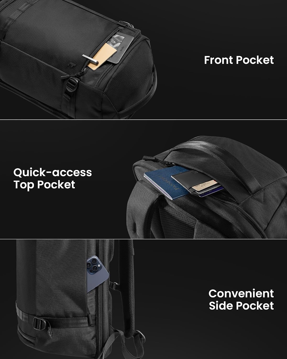 Detalle de tomtoc Travel Backpack 38L (TSA Friendly) carry-on for a 17.3-inch laptop