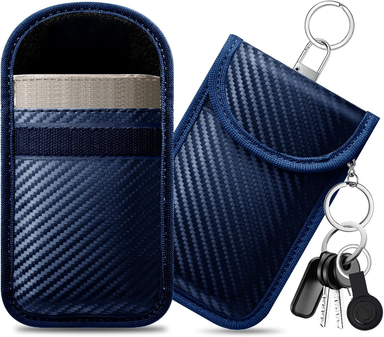 Detalle de Caslord Keyless Go Schutz Autoschlüssel – 2er Set Faraday-Taschen aus Leder mit RFID-Blocker