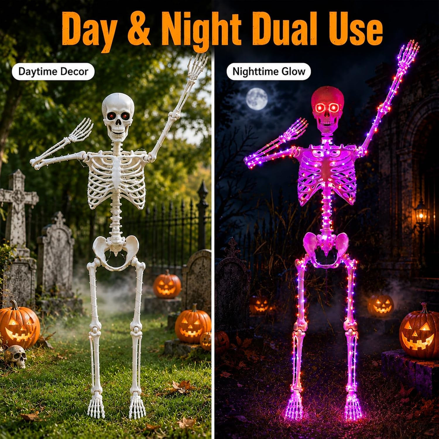 Detalle de Starweeks Starweeks-102-FT 135 cm Light-Up Poseable Halloween Skeleton