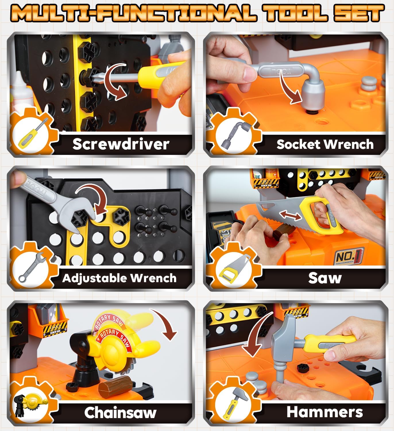 Detalle de Lehoo Castle Kids Tool Bench: Realistic Drill, Take‑Apart Vehicles and All‑in‑One Workstation for Curious Toddlers