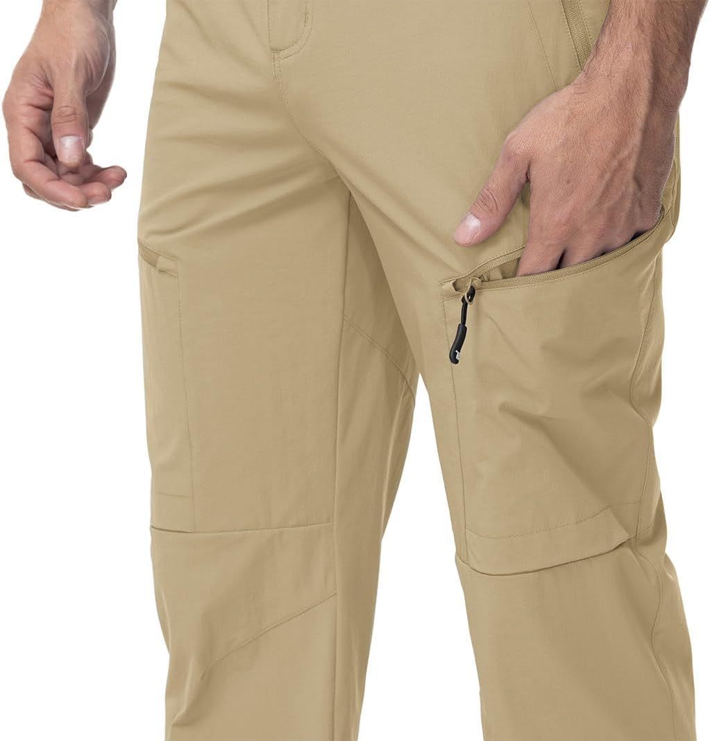 Detalle 1 de YSENTO Men's Cargo Hiking Pants, Lightweight Stretch, 5 Zipper Pockets