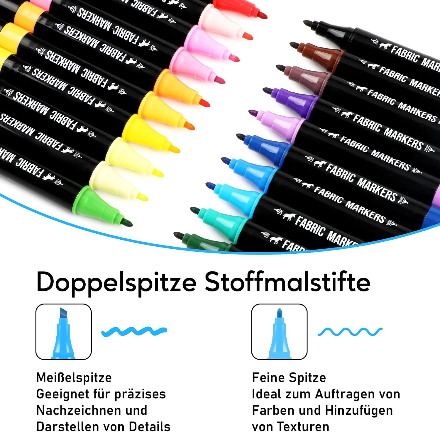 Detalle 2 de Pamaker Textilstifte Dual Tip 20 Farben