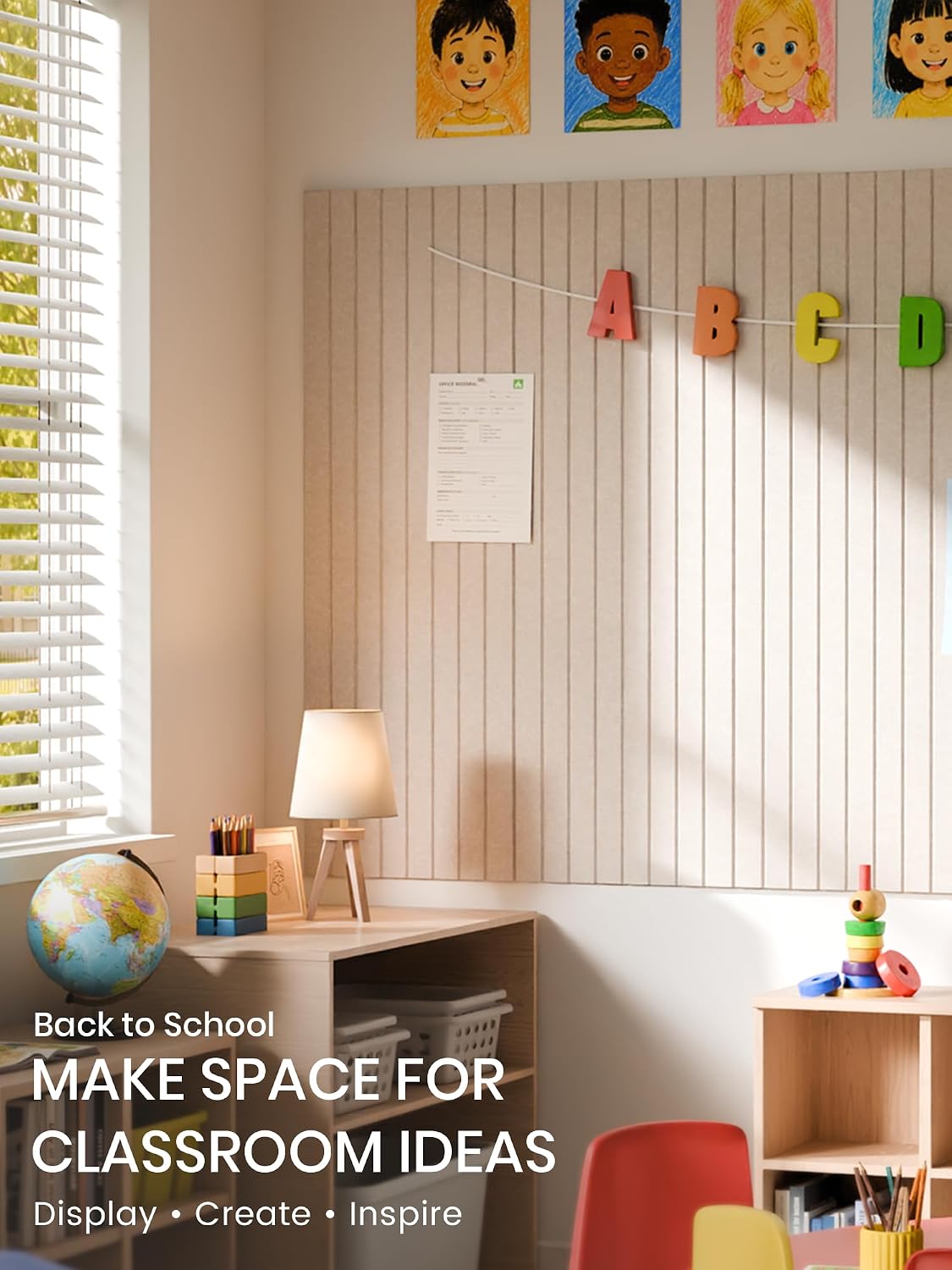 Detalle de Bumusty Large Felt Bulletin Board Tiles (48 x 36) – 12-Tile Felt Cork Board with 30 Pushpins & 70 Adhesive Tabs