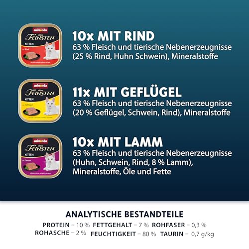 Detalle de animonda Vom Feinsten Kitten Vielfalt für Katzenkinder – Nassfutter ohne Getreide (32 x 100 g)