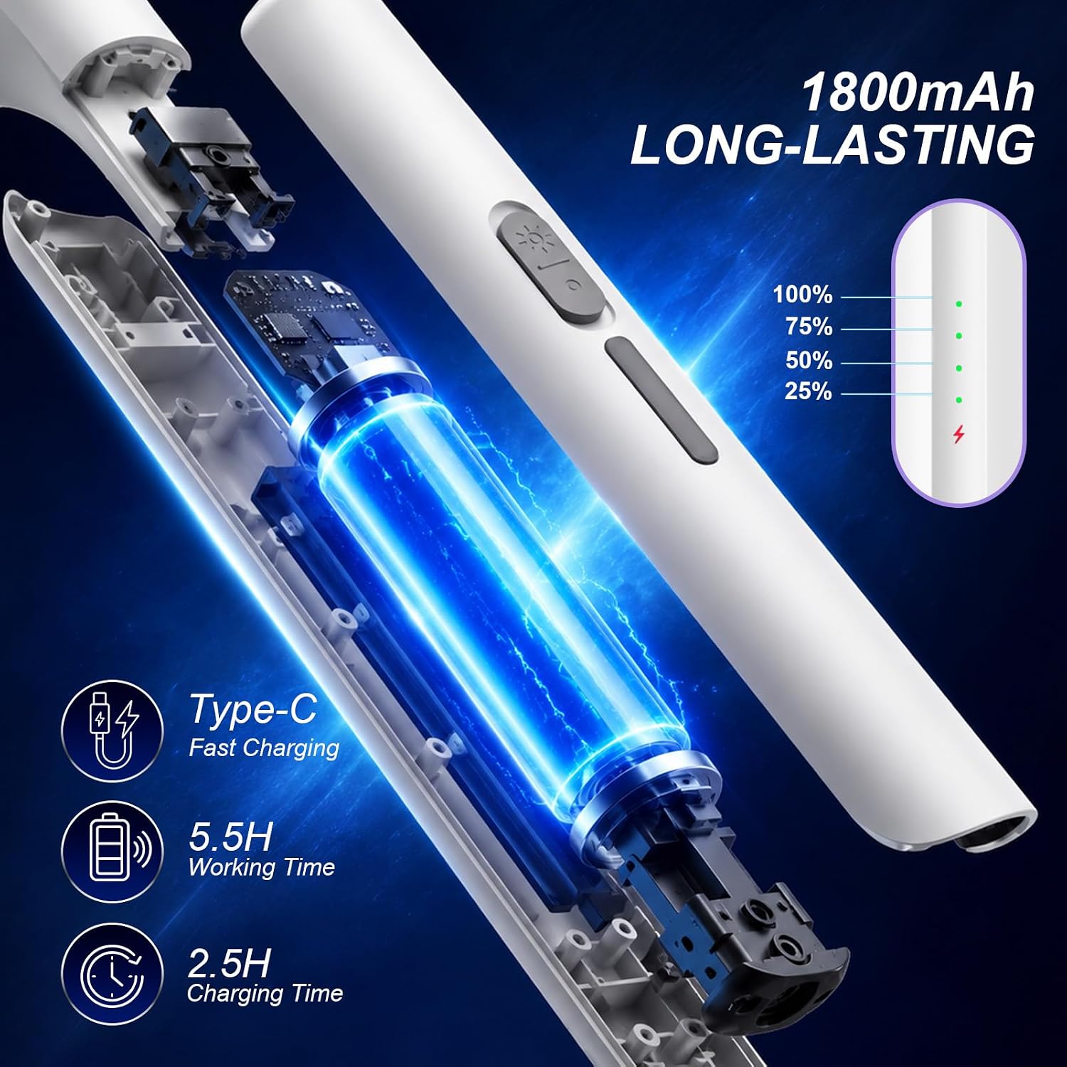 Detalle de Toolviann Electric Fly Swatter 4000V: 2-in-1 Mosquito Killer with 1800mAh Battery