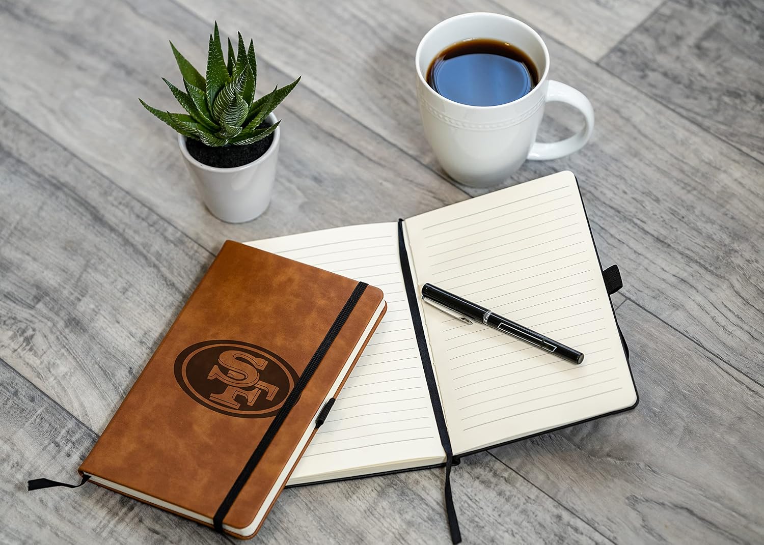 Thumbnail 1 de Rico Industries NFL Football San Francisco 49ers Brown Laser-Engraved Small Notepad