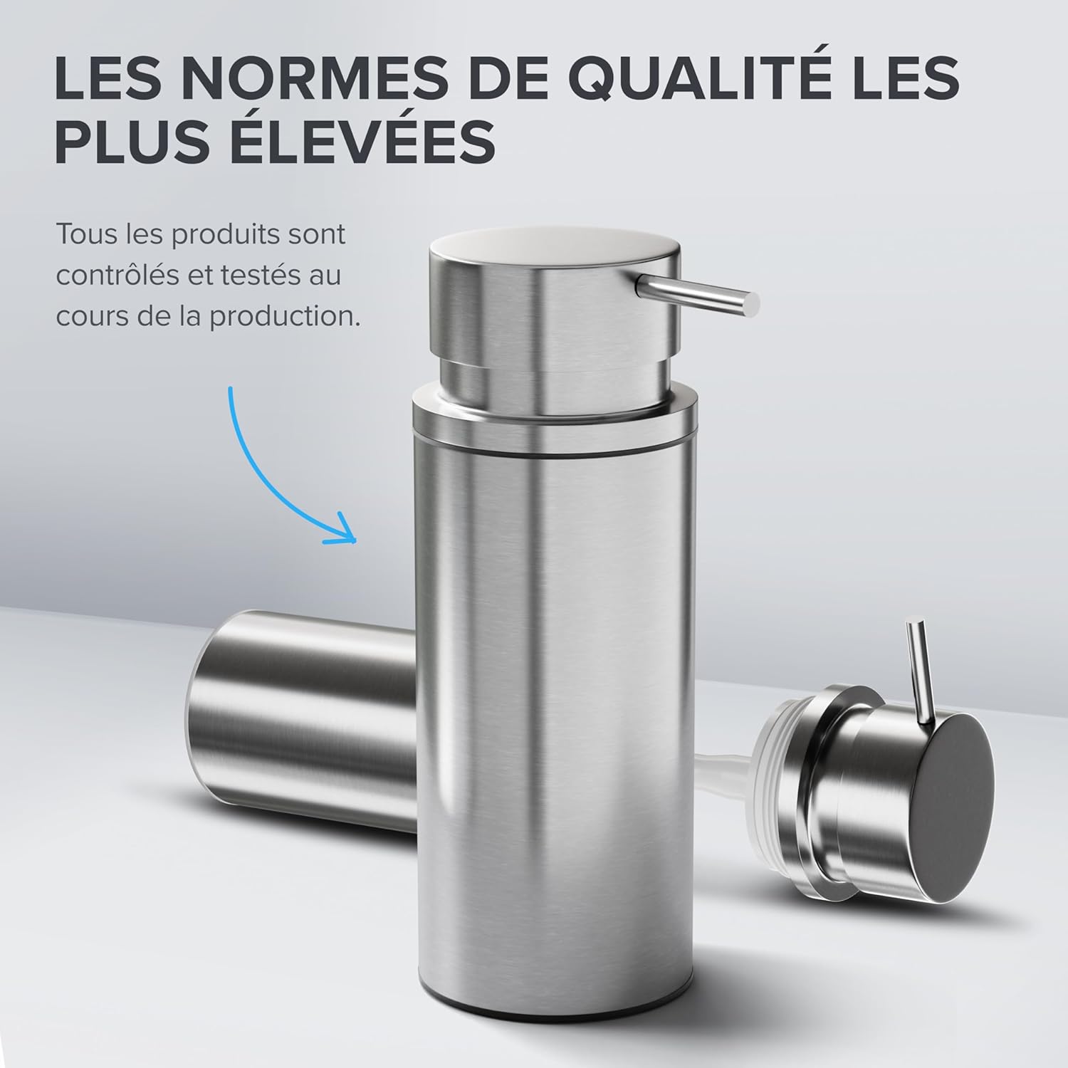 Thumbnail 4 de Distributeur de Savon Sletterhage en Acier Inoxydable – Argent, design autoportant sans perçage