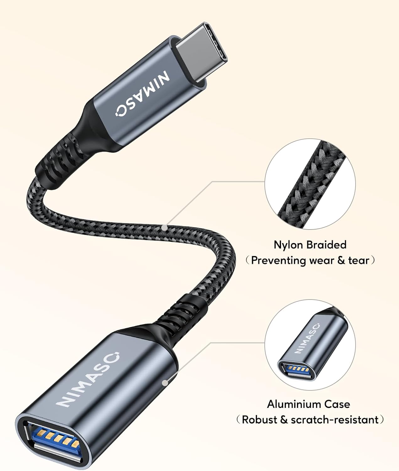 Thumbnail 5 de NIMASO USB C to USB 3.1 Adapter 2 Pack – OTG Type-C to USB-A, with dual ports for MacBook, iPhone 15, Galaxy S23/S22 and more