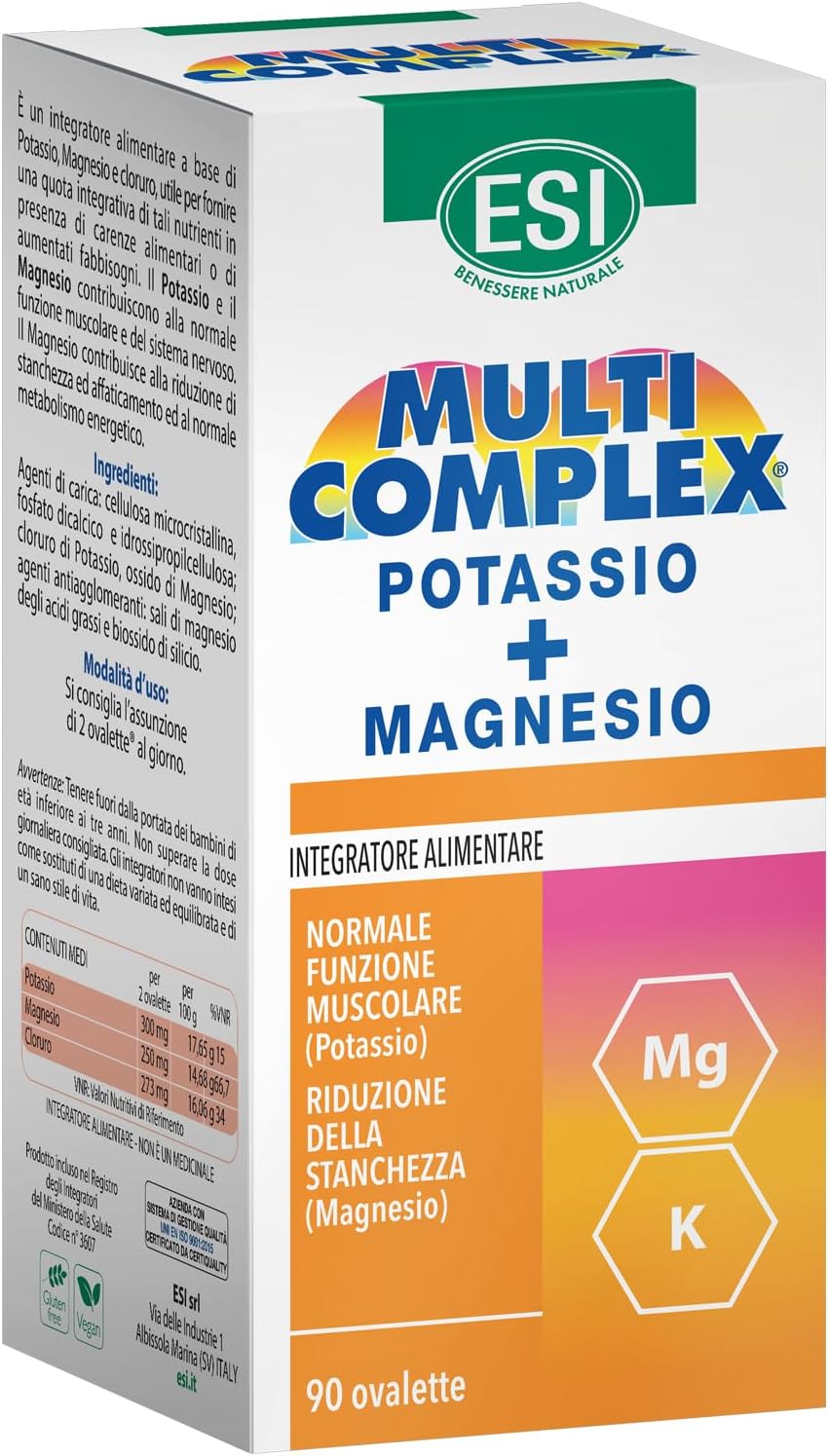 Detalle de ESI Multicomplex Potassio+Magnesio – Integratore Multiminerale in Ovalette, 90 pezzi