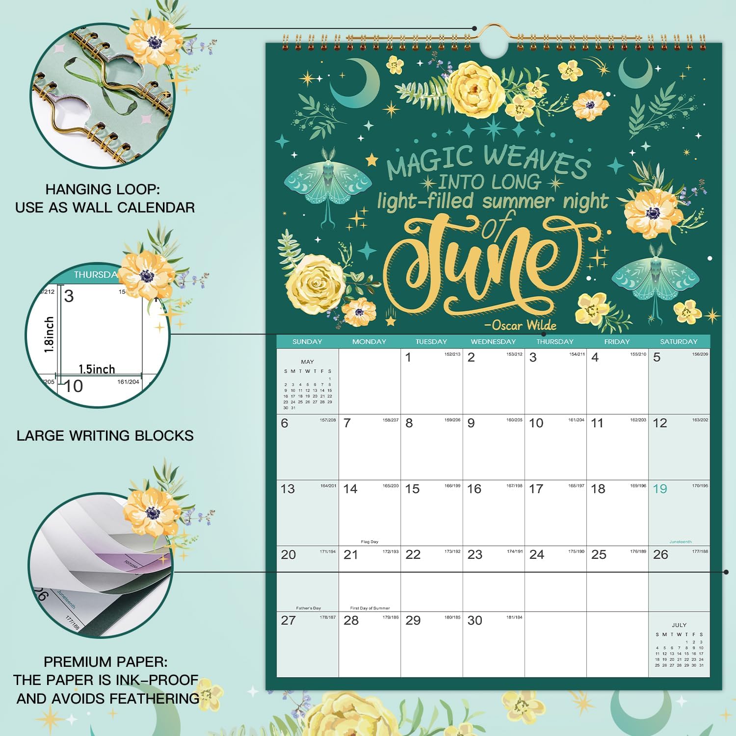 Thumbnail 3 de Journaltastic 2027 Floral Wall Calendar, 12 x 17 Inches, Monthly Layout