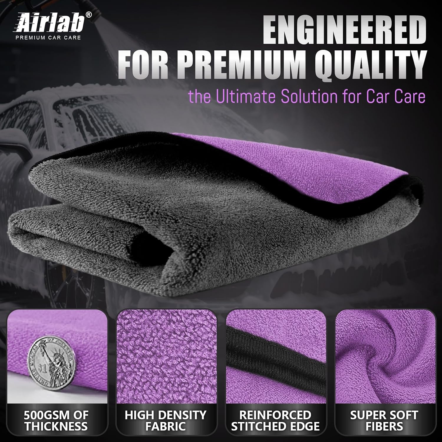 Detalle de Airlab 90x60cm XXL Thick Microfibre Car Drying Towel (dual-sided)