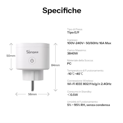 Thumbnail 8 de SONOFF S61s Presa Intelligente 16A/3840W – Controllo Remoto, Timer e Monitoraggio Energetico