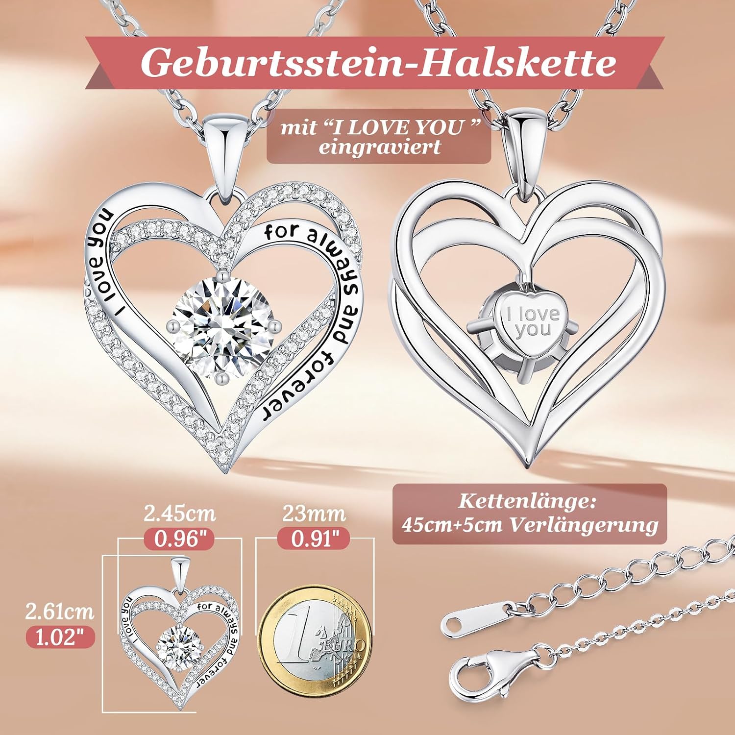 Thumbnail 4 de CDE Damenkette 45 cm Herz Anhänger
