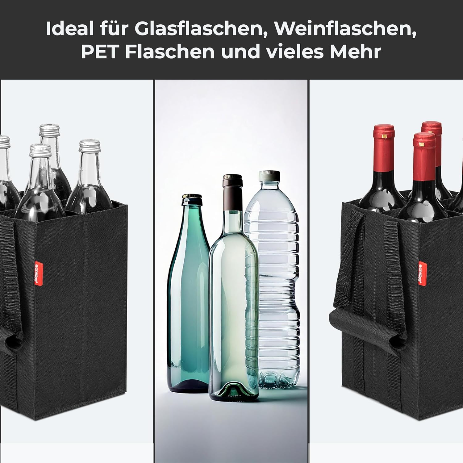 Thumbnail 5 de Achilles Flaschentasche 4 Fächer à 1,5 L – Reißfester Flaschenkorb mit Trennwänden