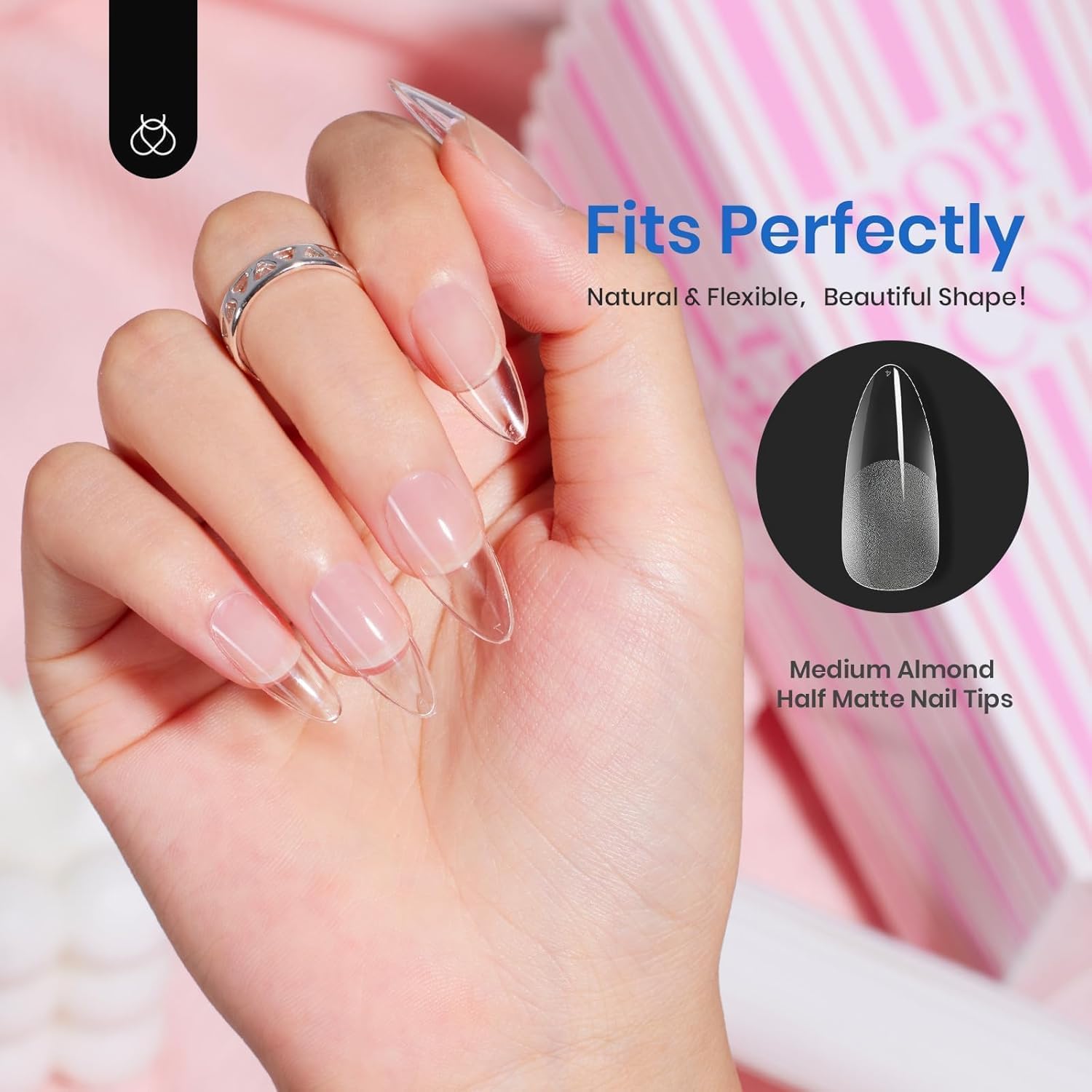 Thumbnail 5 de Beetles Gel Polish 504 mittlere Mandel Tips