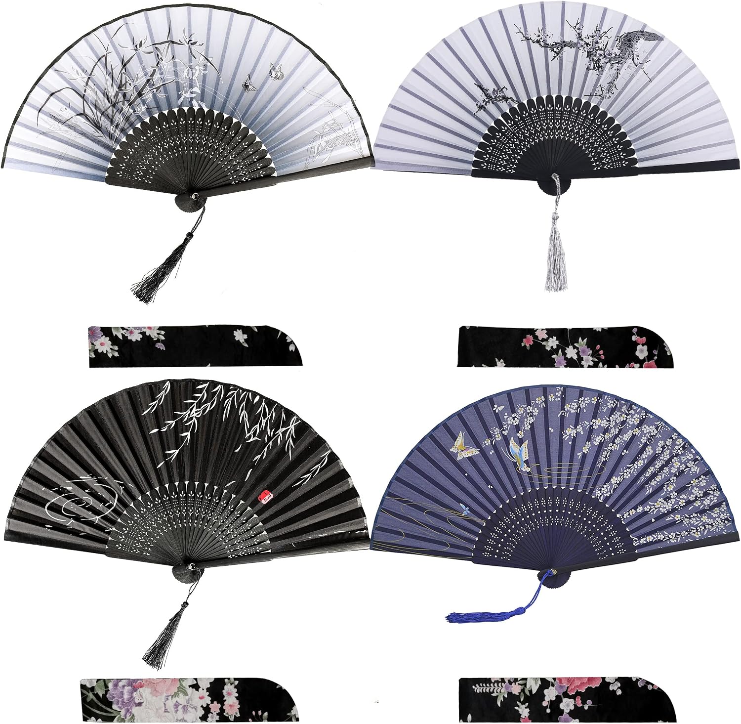 Detalle de iZoeL Hand Held Silk Folding Fan: Elegant, Practical Summer Accessory