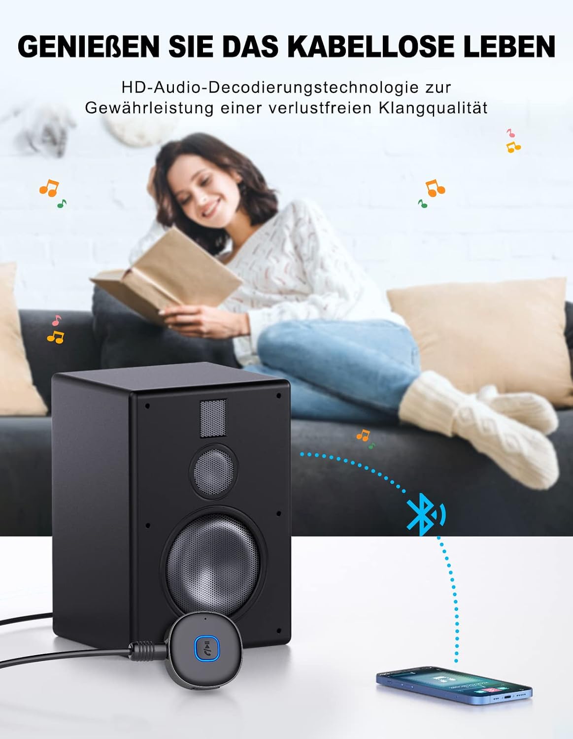 Detalle 2 de Mohard Bluetooth Adapter Auto 16H Spielzeit