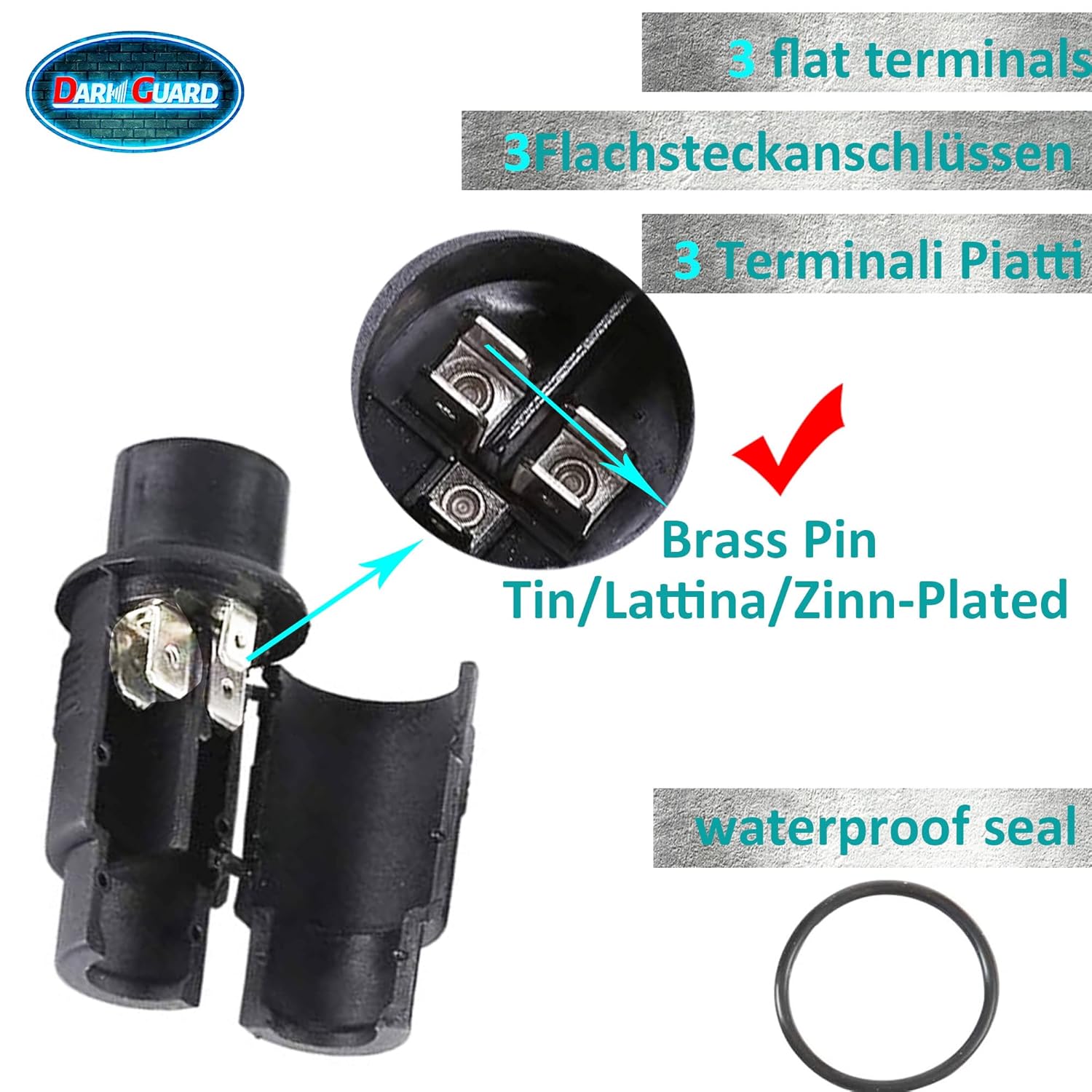 Thumbnail 5 de DARKGUARD 3-Pin Tractor Sockets and 3-Pin Plug Set (12V/24V) – Waterproof DIN 9680 Trailer/ Caravan Socket
