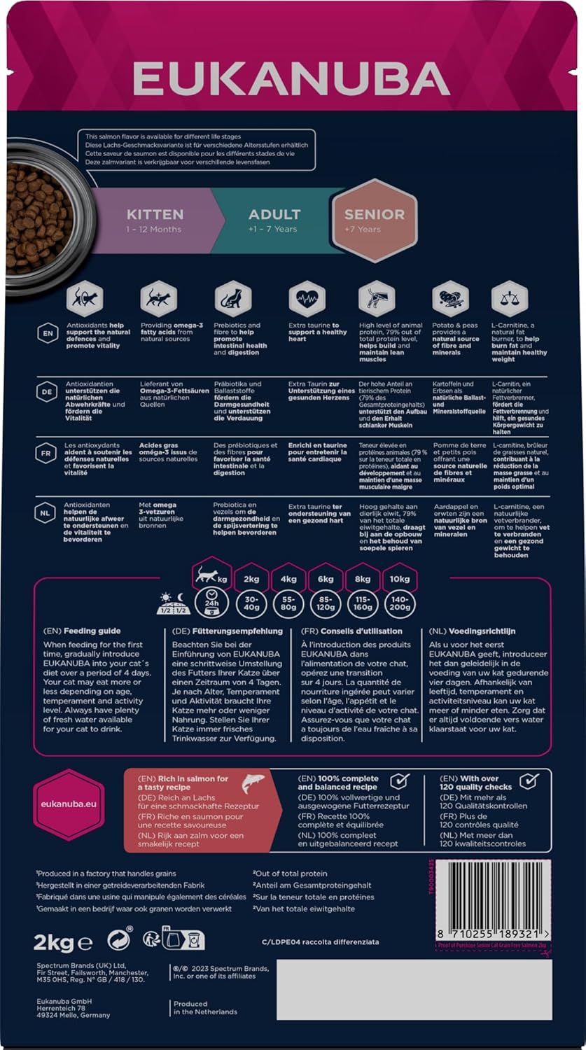Thumbnail 1 de Eukanuba Grain Free cibo secco per gatti anziani al salmone, senza cereali, 2 kg