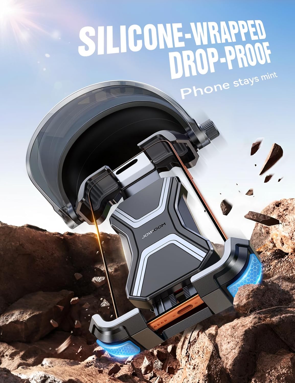 Thumbnail 5 de JOYROOM Bike Phone Holder Mount with Sunshade and Full Silicone Protection (4.7–7 in phones)