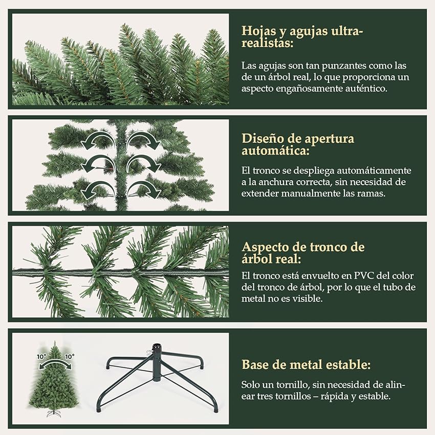 Detalle 2 de SALCAR Árbol Navidad artificial 180 cm, 730 puntas 🎄