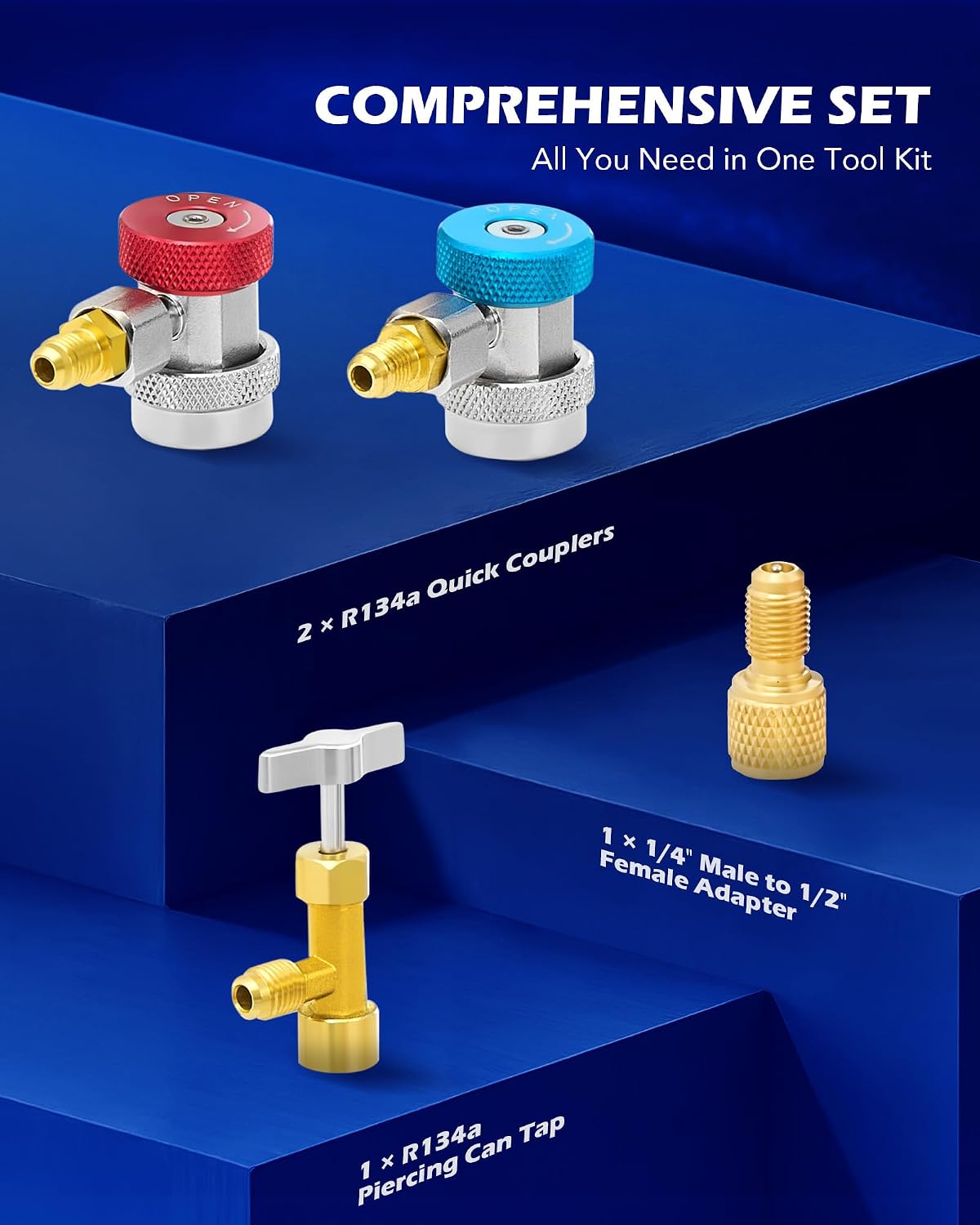 Detalle de Orion Motor Tech 3-Way AC Diagnostic Manifold Gauge Set (R134A, R12, R22, R502) with 5FT Hoses