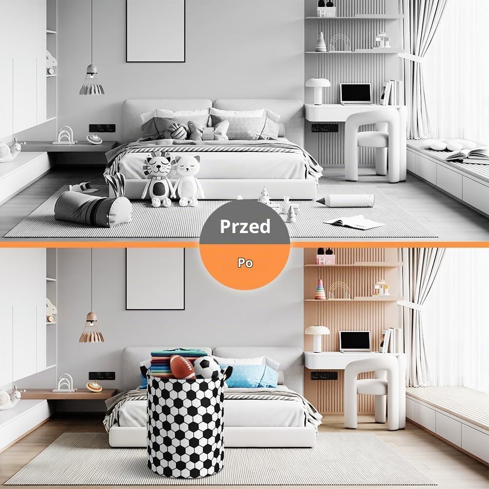 Detalle 2 de AUAUY 5755140 – składany kosz na pranie 40 × 50 cm, piłka nożna