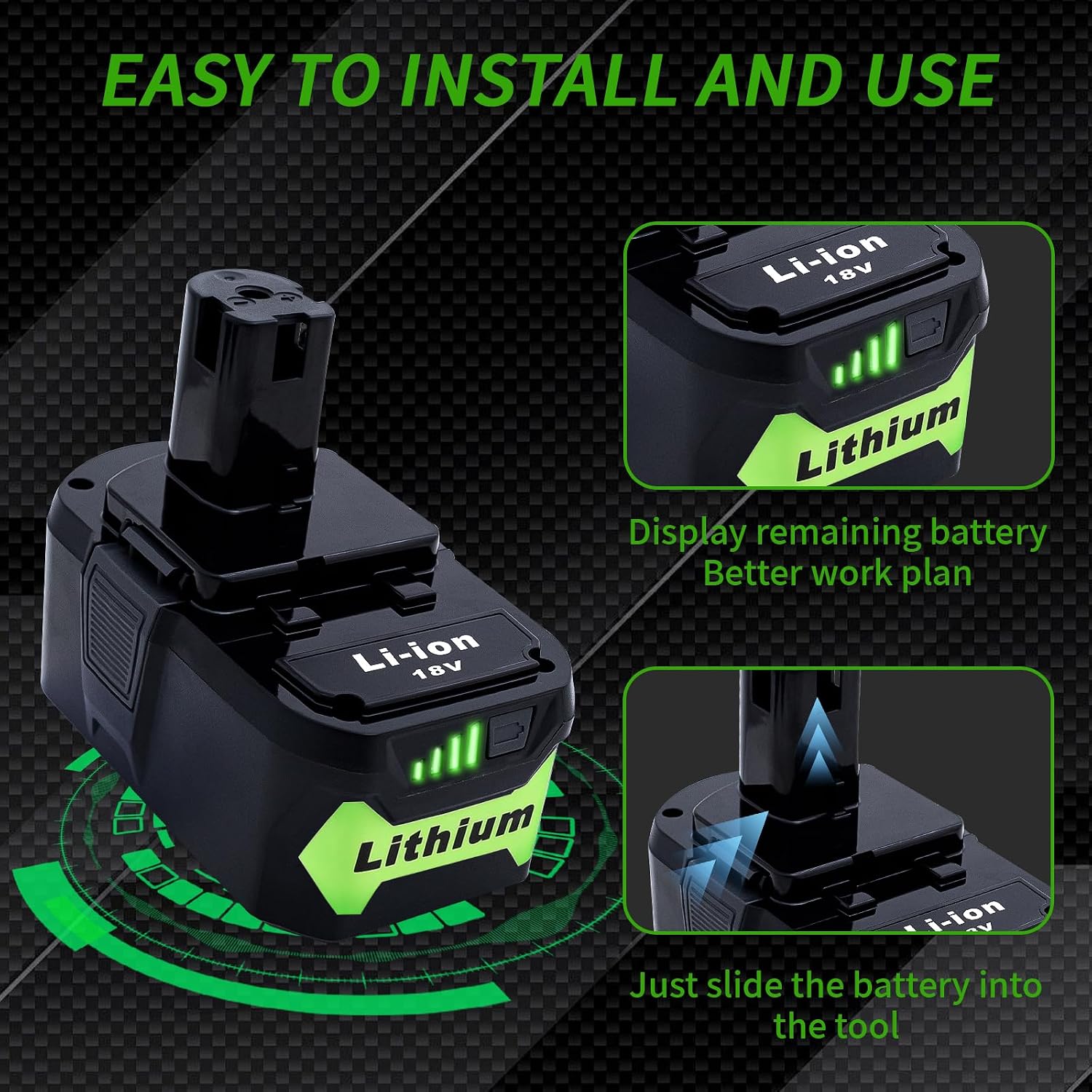 Detalle 1 de Ultraxxis P108 18V Replacement Batteries, 6.0Ah Lithium-Ion, 2-Pack