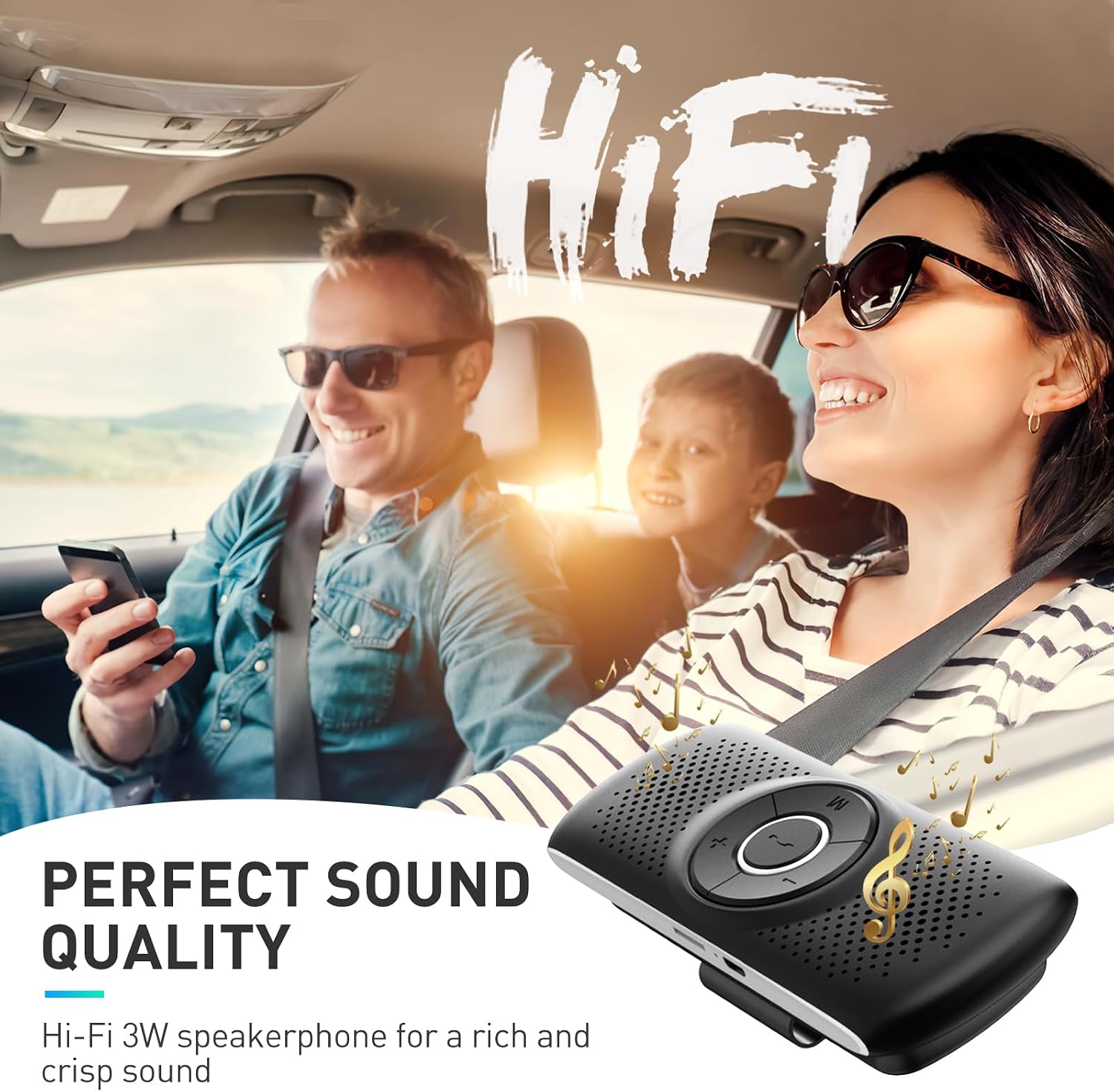 Detalle de AGPTEK Hands Free Car Phone Kit Bluetooth 5.0 with TF Card Slot and Sun Visor Clip