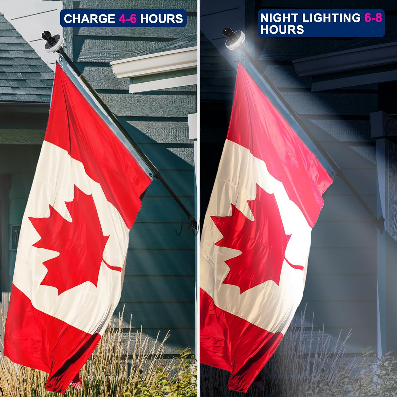Detalle 1 de FIASON 5 FT Flagpole with Solar Light, Tangle-Free Rings and 2-Position Bracket