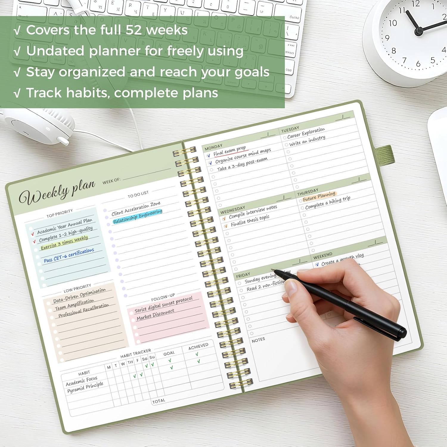 Thumbnail 4 de Umriox Undated Planner A4 Weekly Planner