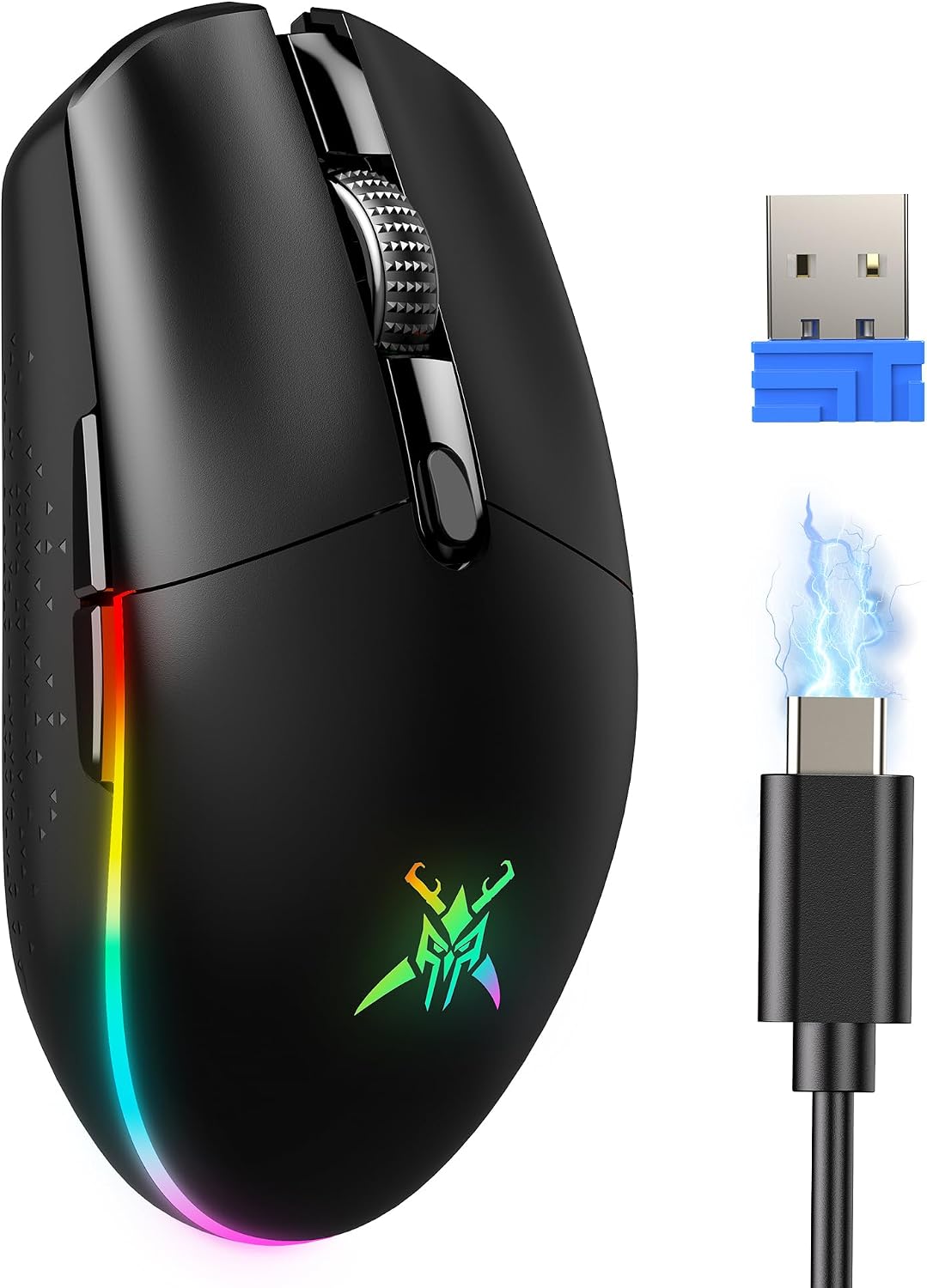 Detalle de TECKNET TK-GM001 Wireless Gaming Mouse, 8,000 DPI, USB-C, RGB, 6 Buttons