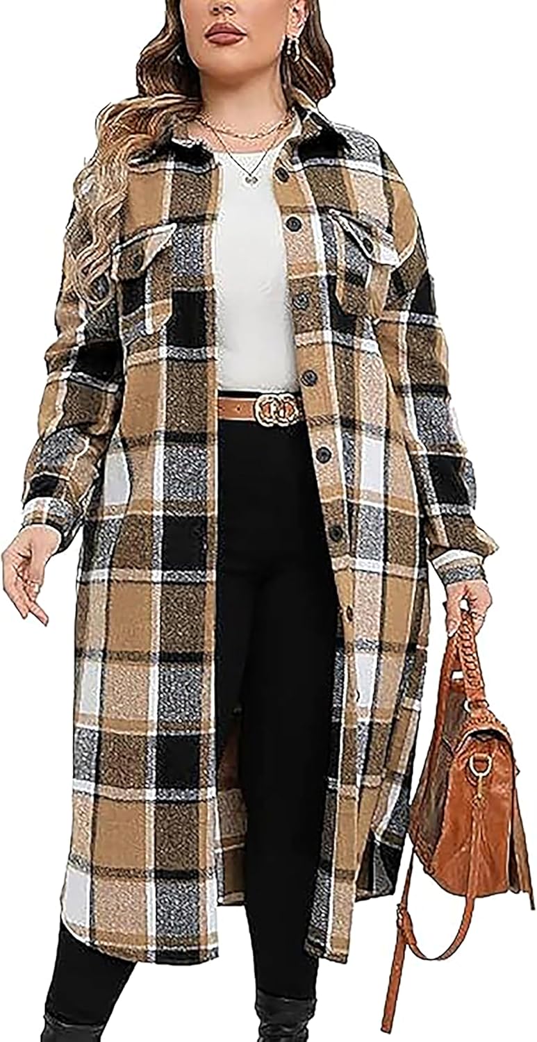 Thumbnail 6 de Jhsnjnr Damen Flanell-Karo Jacke Oversize Langarm mit Revers und Knopfverschluss
