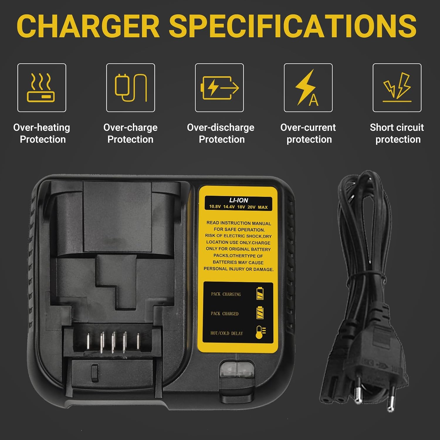Thumbnail 6 de Kit sostituzione Dewalt 18V: 2 batterie 5000mAh + caricatore DCB107 con indicatore LED