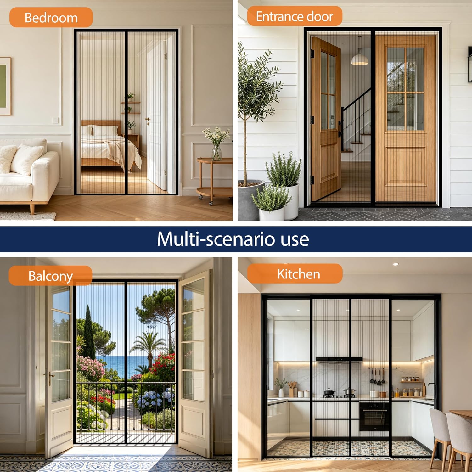 Thumbnail 6 de DIKER Moustiquaire pour porte et baie vitrée aimantée, rideau anti-mouches sans perçage (120 x 220 cm, noir)