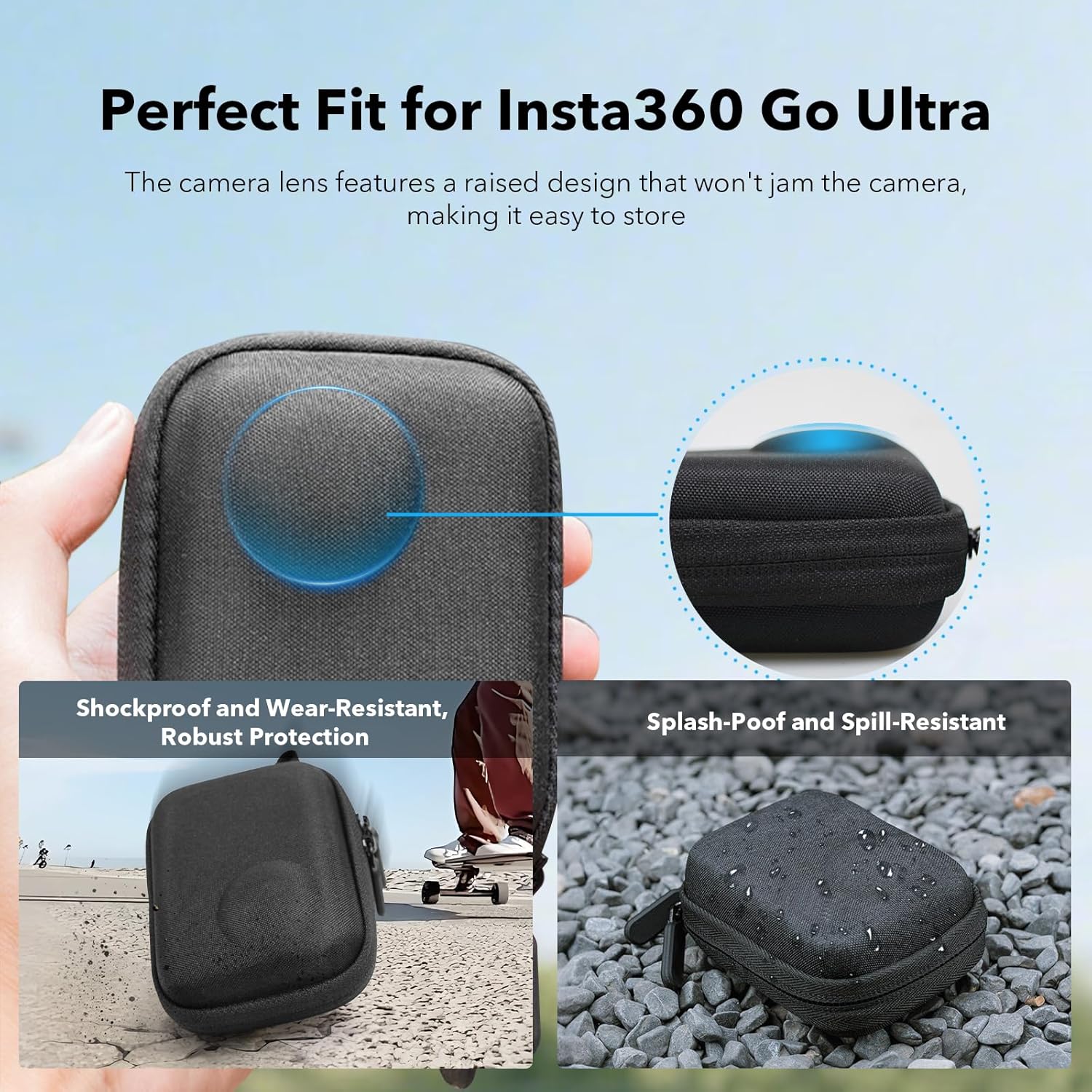 Detalle de SYMIK Small Carrying Case for Insta360 GO Ultra – Compact Travel Shield