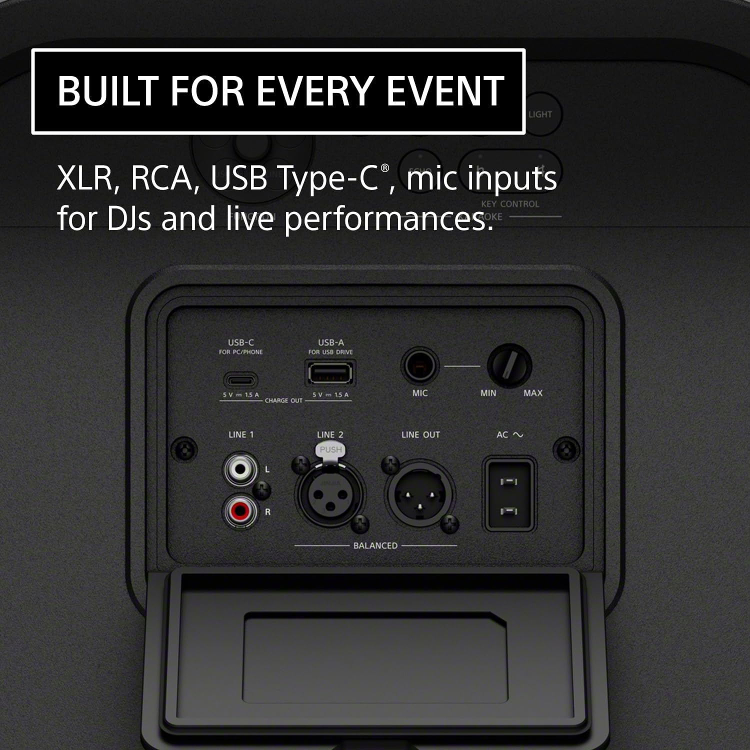 Detalle de Sony ULT TOWER 5 SRSULT500 Party Speaker, 300W, Bluetooth, XLR/RCA, IPX4