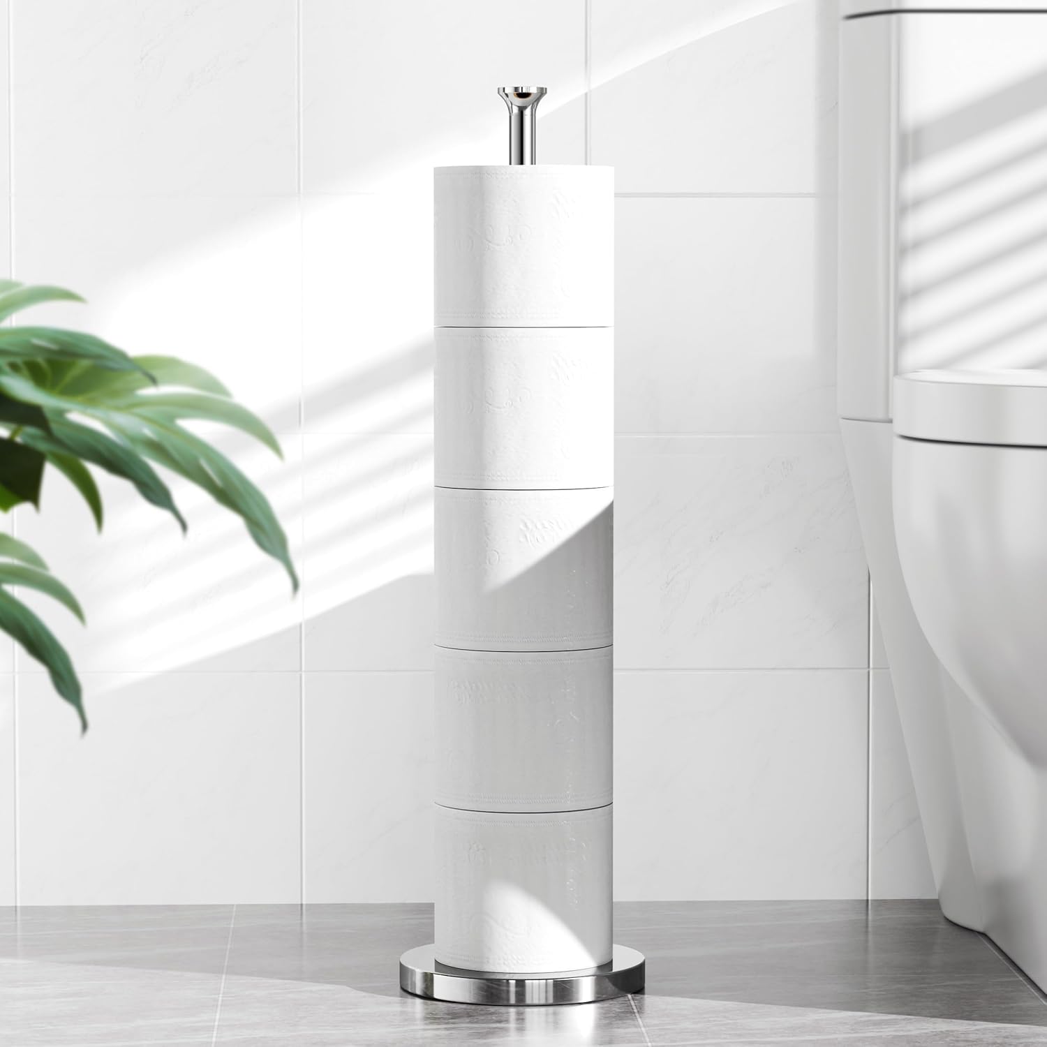 Thumbnail 1 de niffgaff Free-Standing Toilet Roll Holder (Stainless Steel, Modern Design) – Stores Spare Rolls