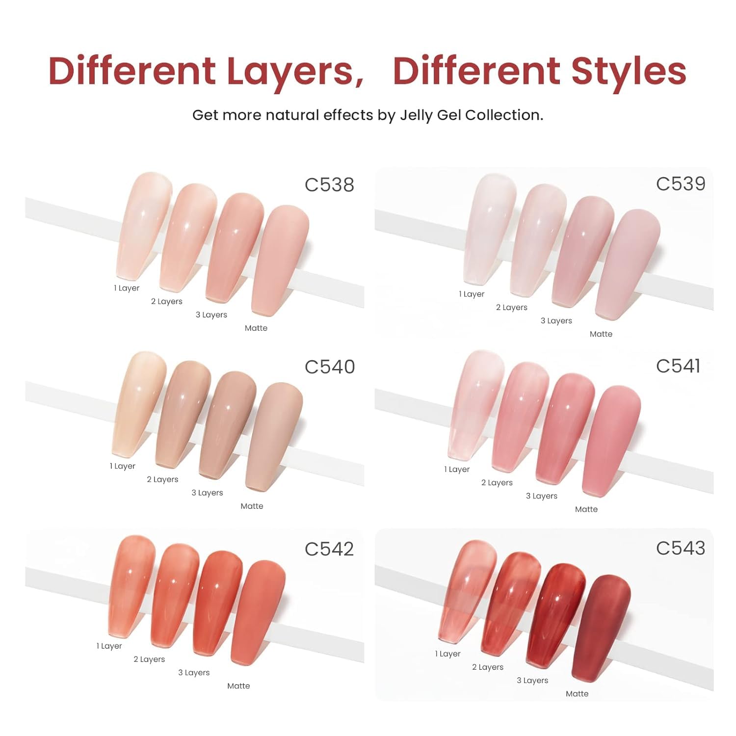 Thumbnail 2 de Beetles Jelly Gel Nagellack-Set mit 6 Nuancen (neutral, durchscheinend, Nude-Rosa) – UV/Soak-off für DIY-Maniküre