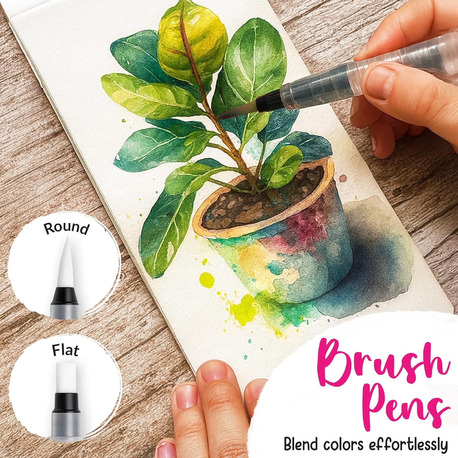 Thumbnail 4 de FunCils 100 Watercolour Paint Set (100 vibrant colours) with palette, brushes, pens and travel paper kit