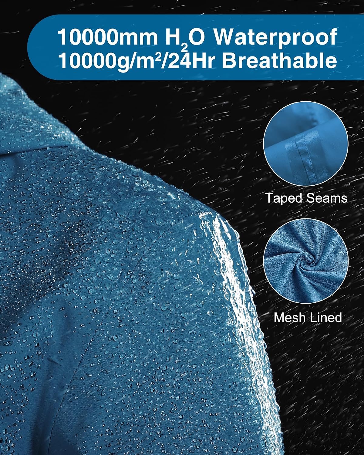 Detalle 2 de 33,000ft Regenjacke Damen – Wasserdichte und atmungsaktive Outdoorjacke für Herbst und Übergang