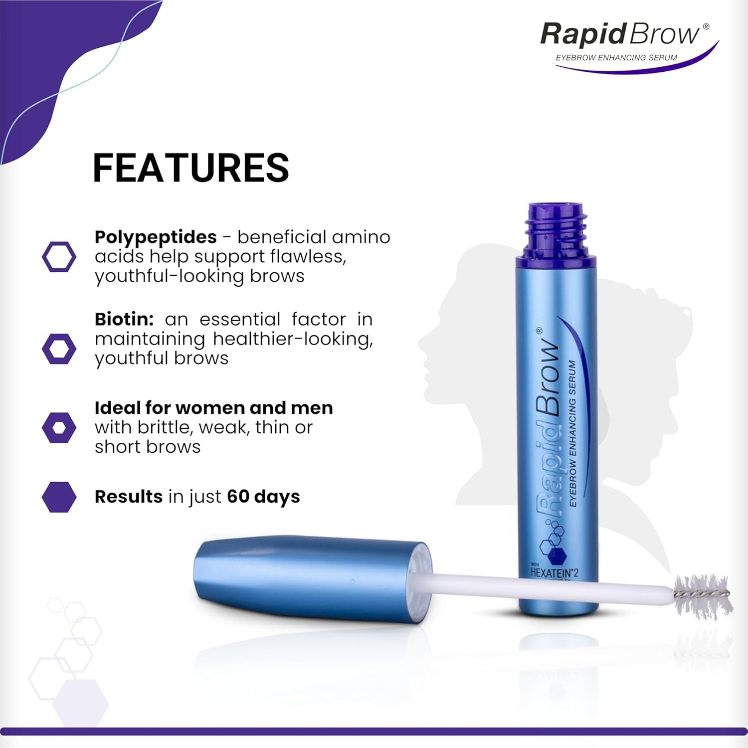 Detalle de rapidBrow Eyebrow Enhancing Serum (3 mL) with HEXATEIN 2 Complex