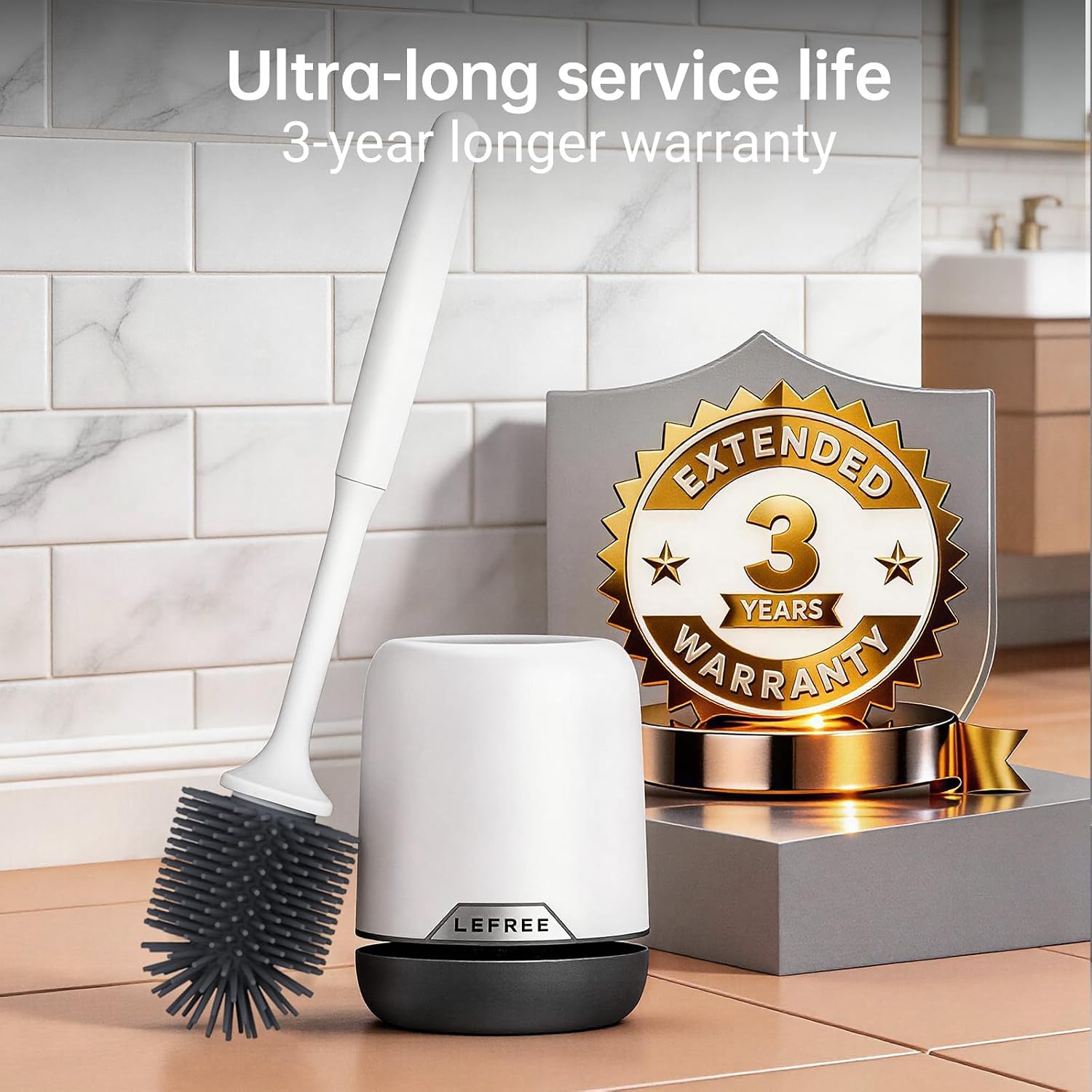 Detalle 2 de Lefree 2-Pack Silicone Toilet Brush with Ventilated Holder — Floor Standing or Wall Mountable
