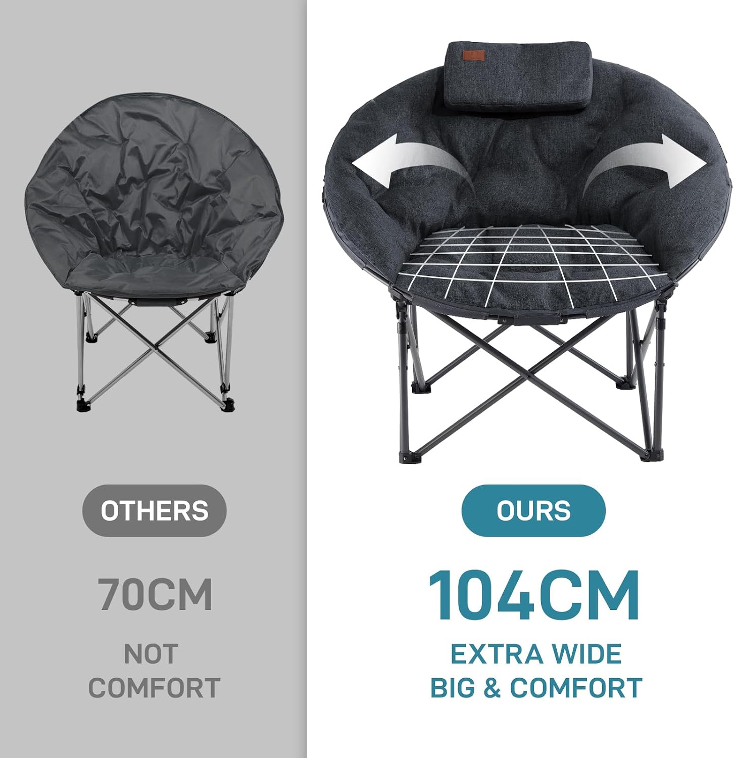 Thumbnail 3 de EVER ADVANCED XL Moon Chair for Adults – 6cm Padded, Heavy-Duty Garden Saucer Chair (Black)