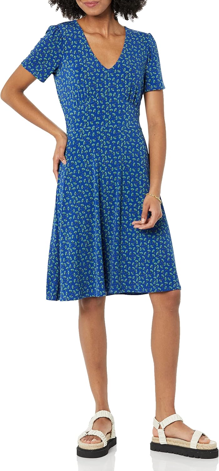 Thumbnail 4 de Amazon Essentials Damen Kurzarm-Kleid mit V-Ausschnitt & geraffter Passform