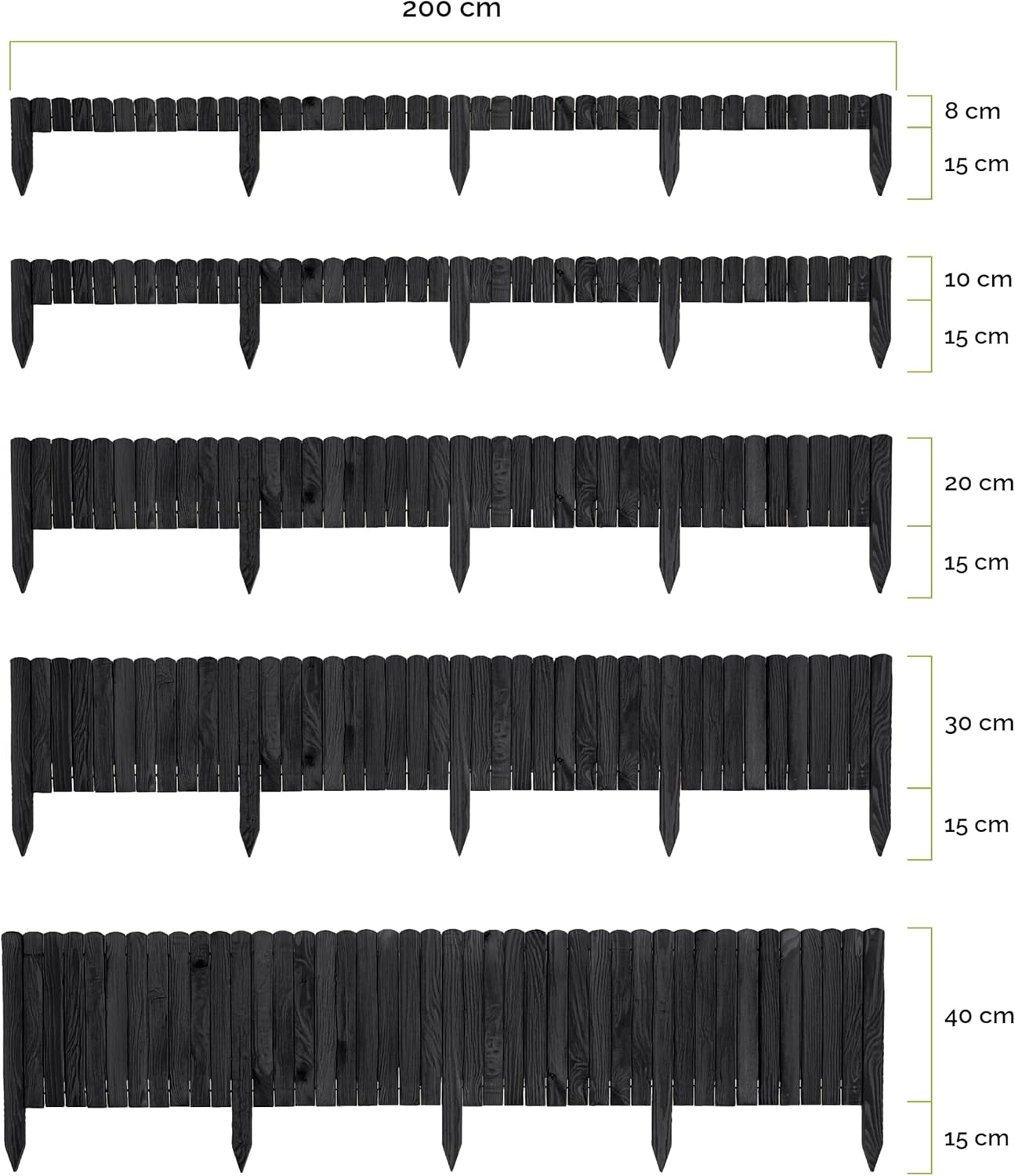Thumbnail 1 de Garronda GD-0046 Bordure Jardin Exterieur 200 cm – Clôture/Palissade bois traité pour massifs et allées
