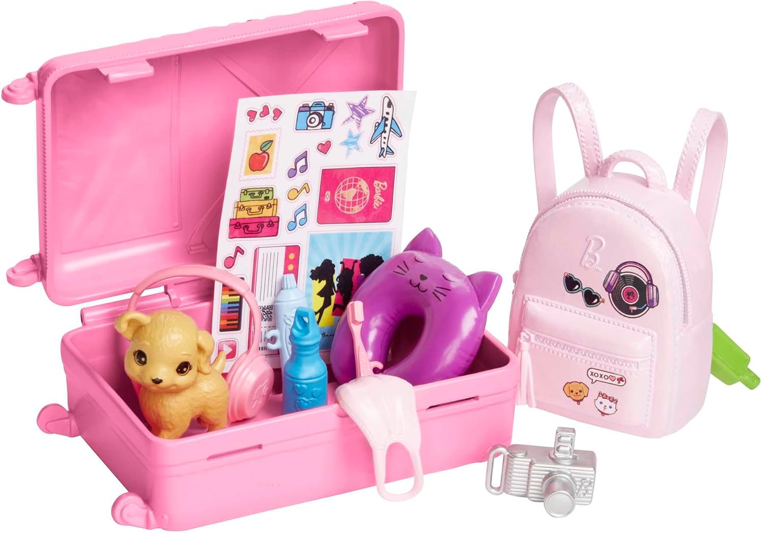 Detalle de Barbie Malibu: Set da viaggio con bambola, cagnolino e oltre 10 accessori – valigie funzionanti