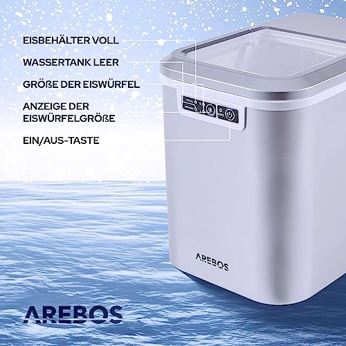 Detalle de Arebos Eiswürfelmaschine – Selbstreinigend, leise & flexibel: Große Eiswürfel, 12 kg/24 h