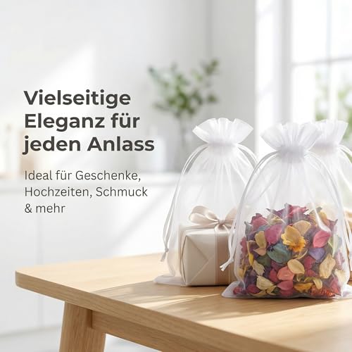 Detalle 2 de Naler Organza-Säckchen Weiß 20 x 30 cm – 50 Stück
